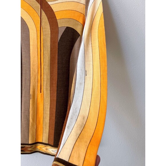 VTG Leonard Paris Geometric Knit Top Large Bergdorf Goodman Yellow Brown AS IS - Picture 11 of 11